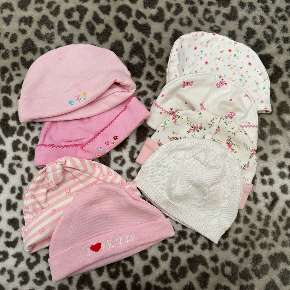 Child of Mine Carters Childrenβs Place baby Gap Beanie Hat Bundle 0-3 0-6 mos